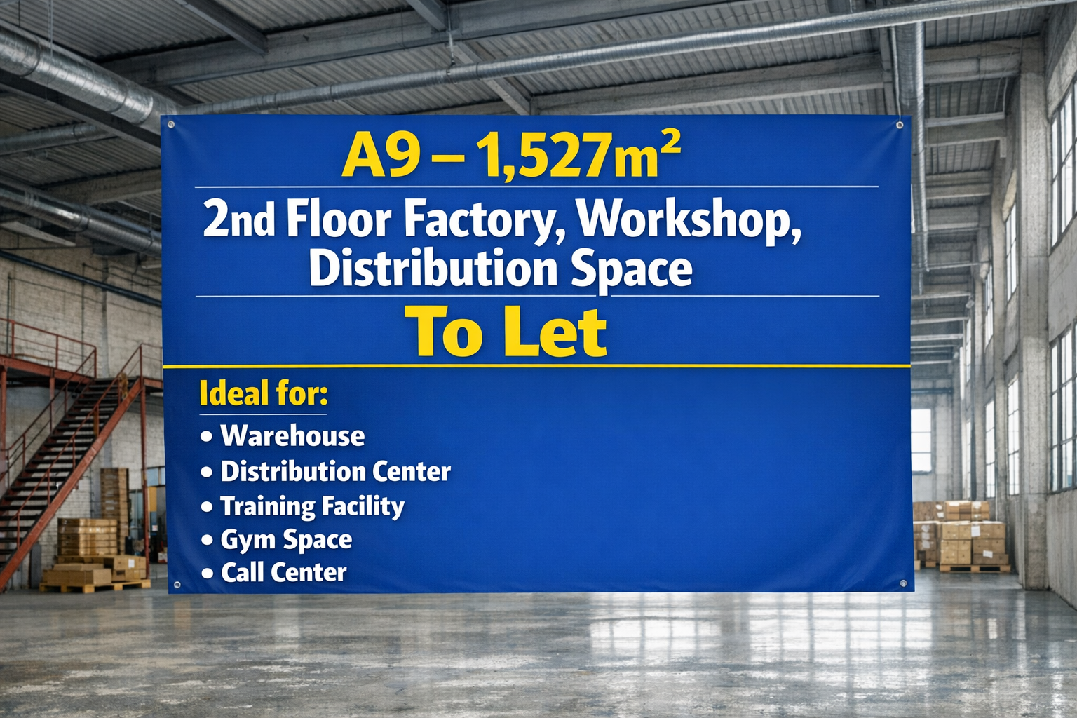 A9 – 1,527m² | 2nd Floor Factory / Workshop / Distribution Space To Let