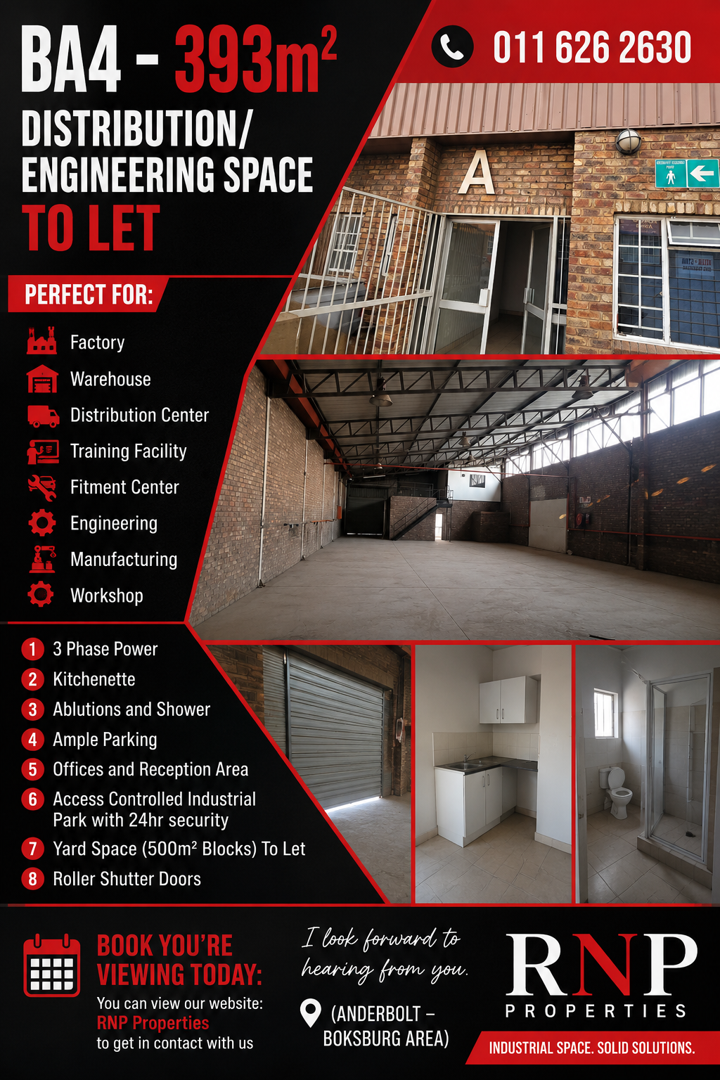 BA4 – 393m² - Distribution/Engineering Space to Let