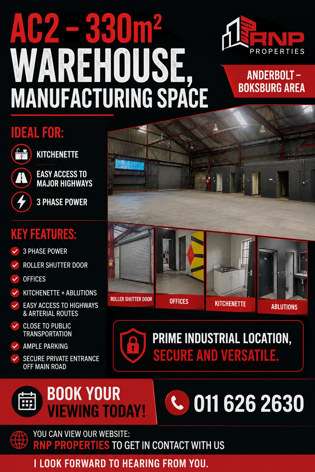 AC2 – 330m² Warehouse, Manufacturing Space