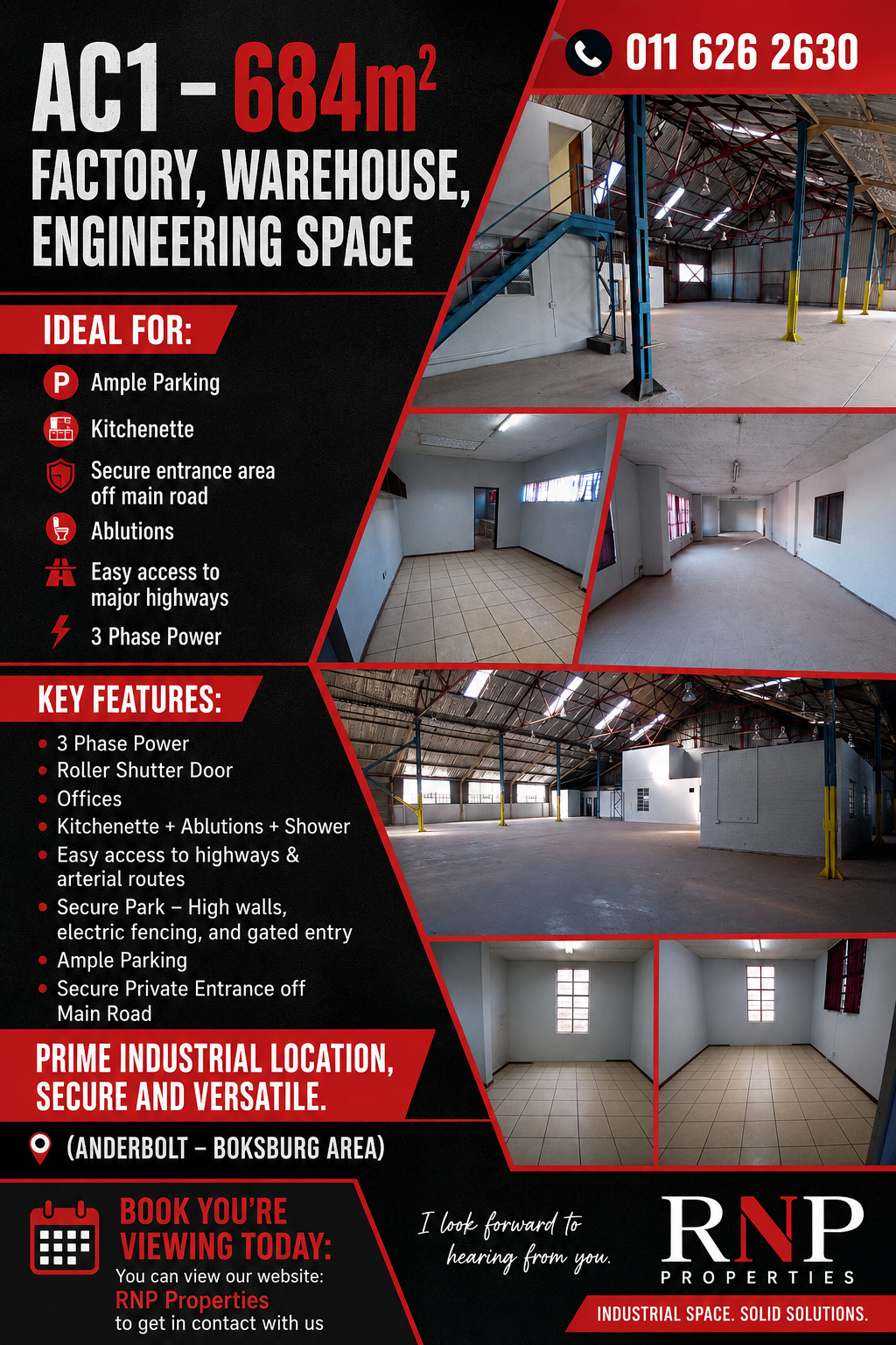 AC1 – 684m² Factory, Warehouse, Engineering Space