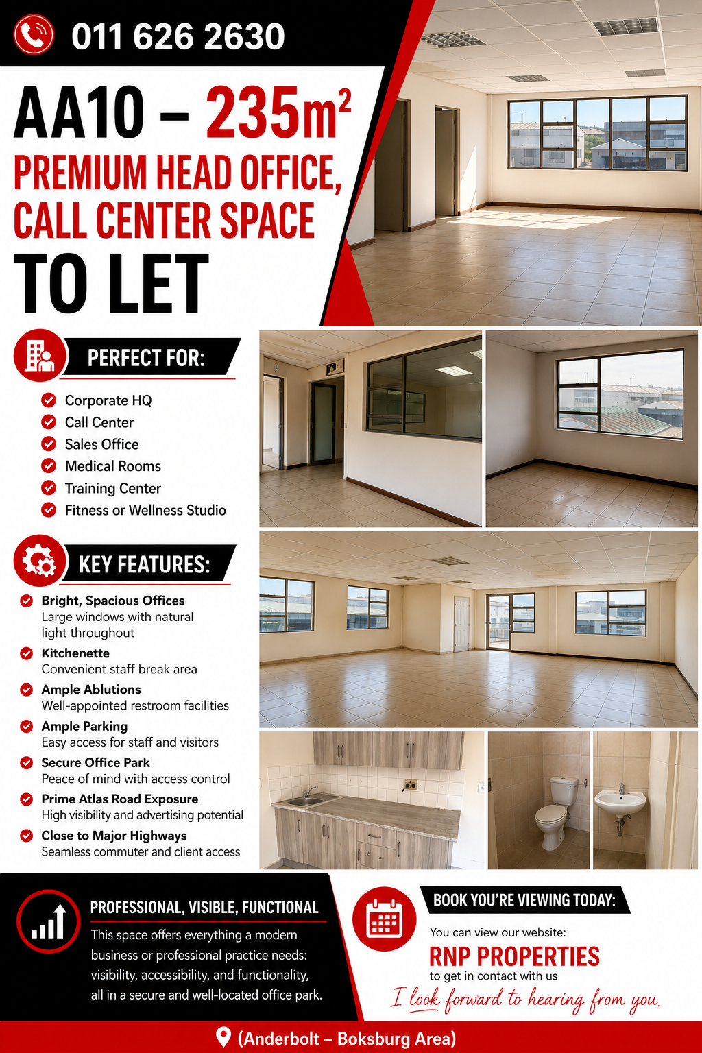 AA10 – 235m² Premium Head Office, Call Center Space to Let