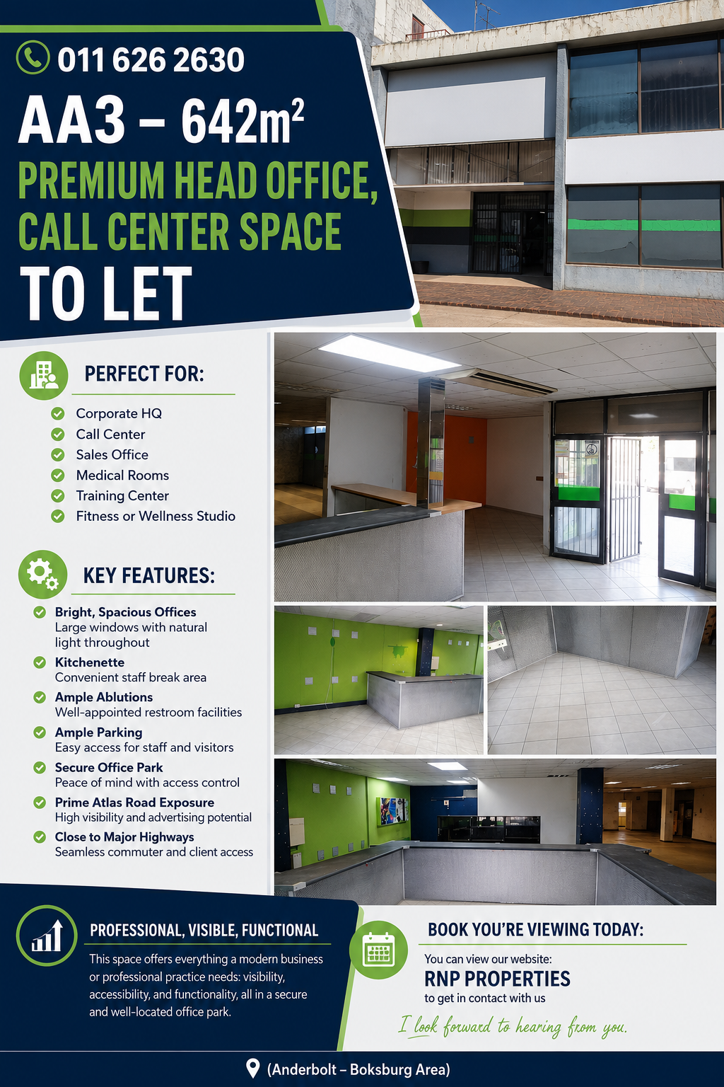 AA3 – 642m² Premium Head Office, Call Center Space to Let