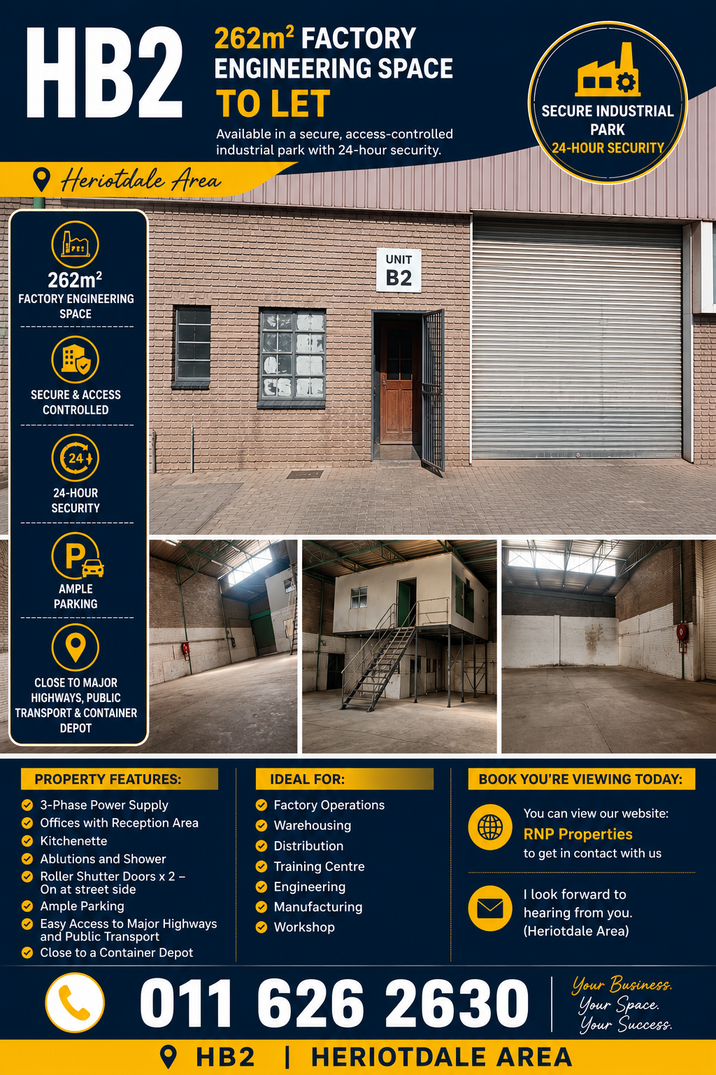 HB2 – 262m² Factory Engineering Space to Let