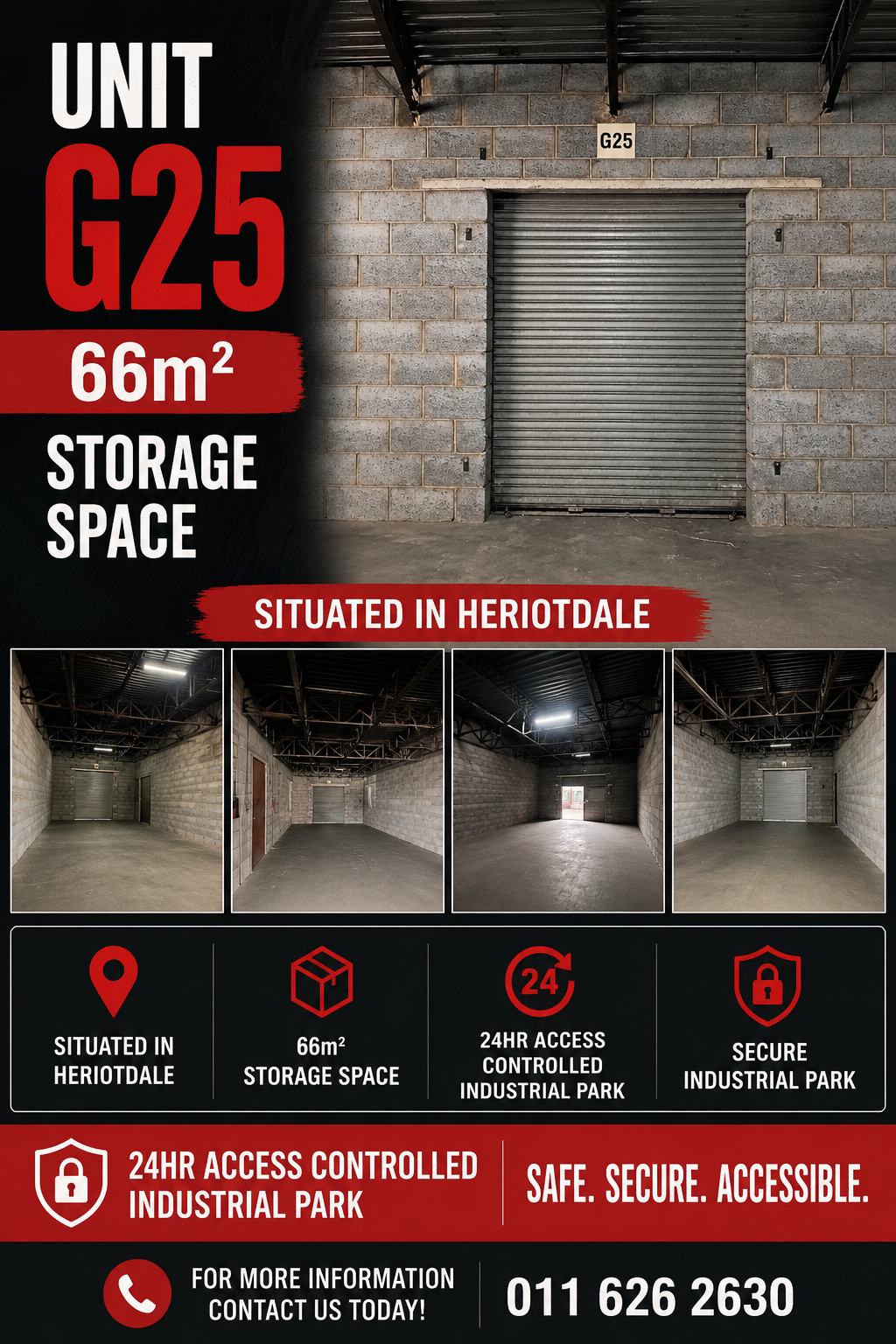 G25 – 66m² Secure Storage Unit to Let