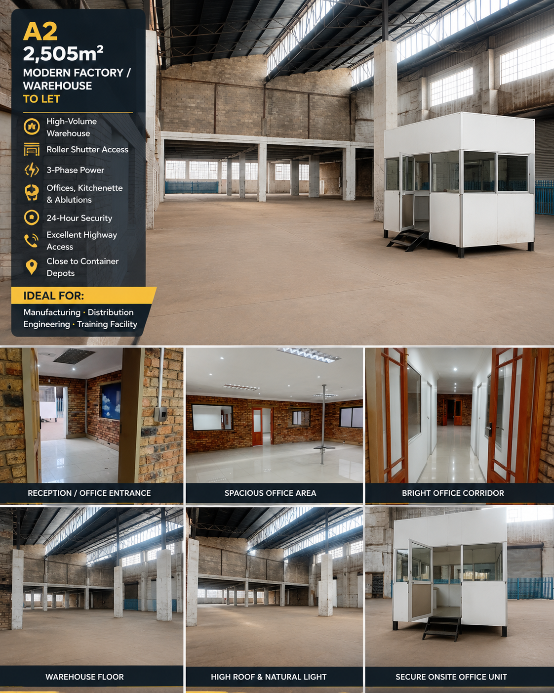A2 – 2,505M² Modern Factory, Warehouse, Distribution Facility to Let