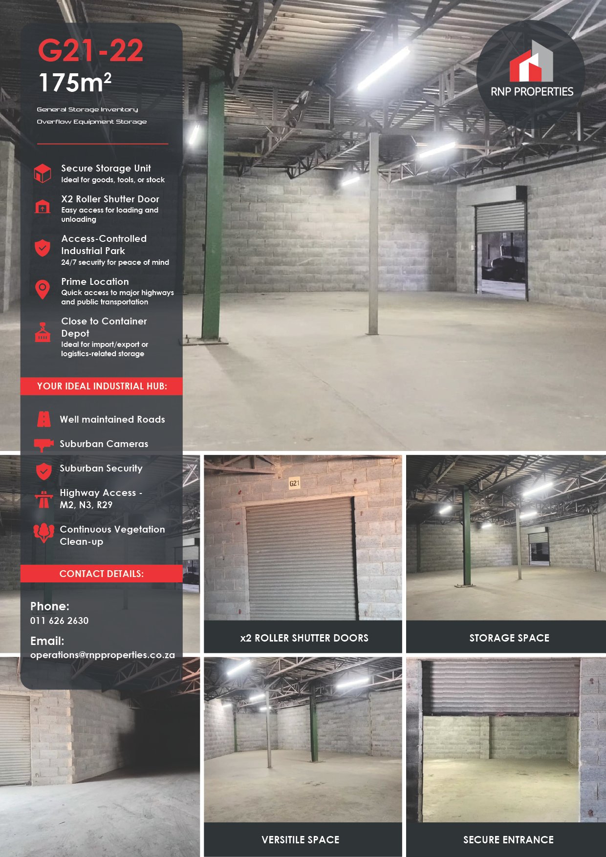 G21 – G22 – 175m² Secure Storage Space to Let